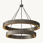 Vouvray Etched Metal Two-Tier Round Chandelier 36"