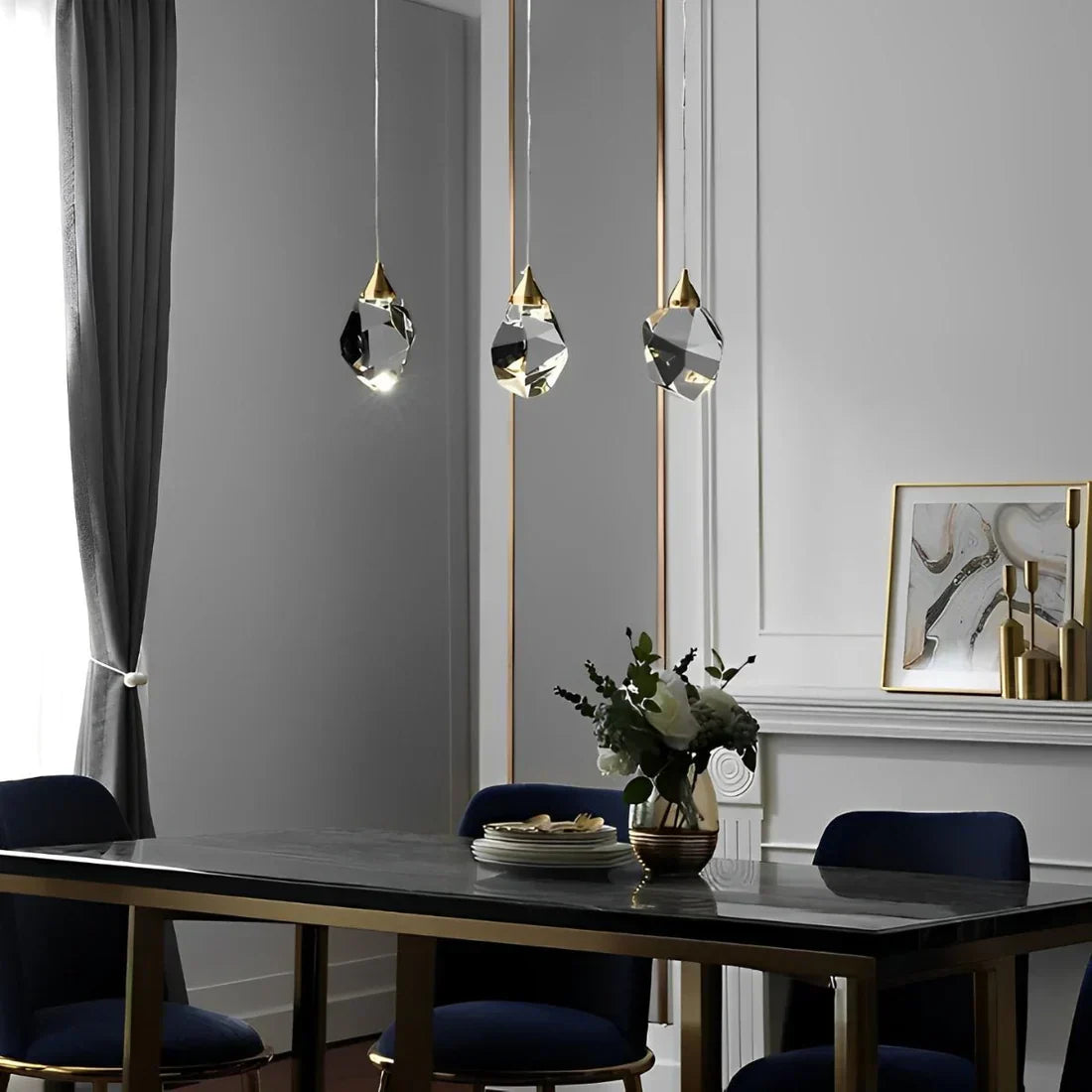 Angle Faceted Crystal Pendant Light