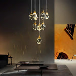 Angle Faceted Crystal Multi-Lights Cascade Chandelier