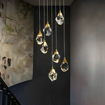 Angle Faceted Crystal Multi-Lights Cascade Chandelier