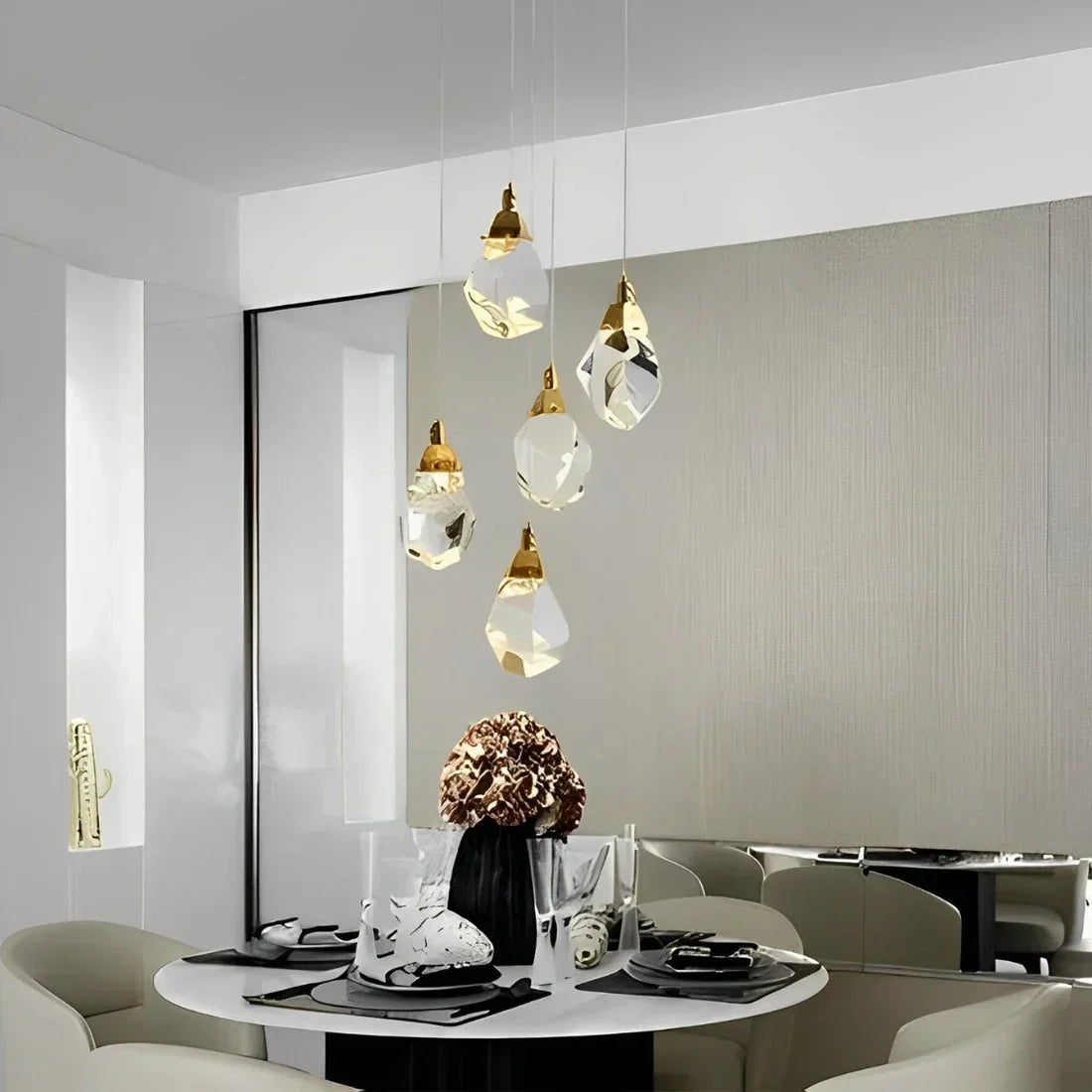 Angle Faceted Crystal Multi-Lights Round Chandelier