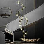 Angle Faceted Crystal Multi-Lights Cascade Chandelier