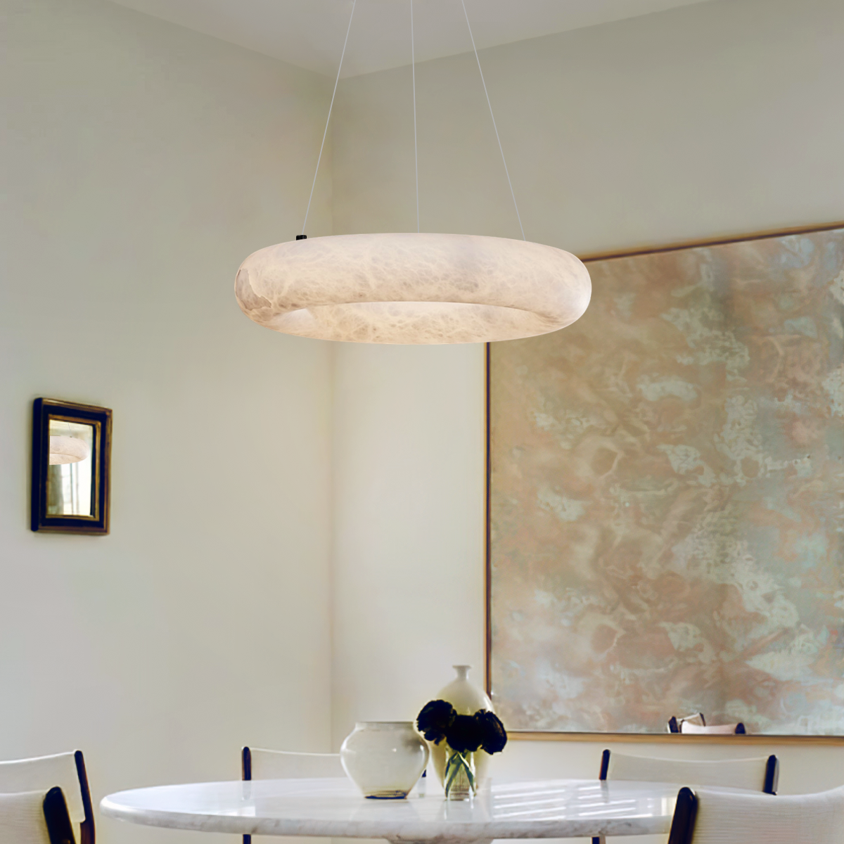 Alabaster Natural Glow Round Chandelier