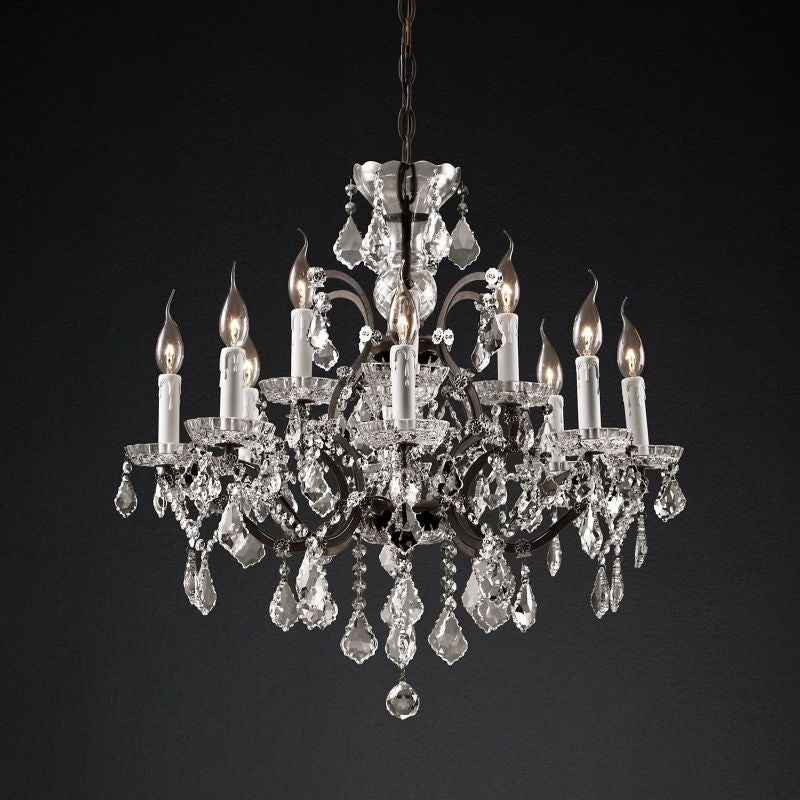 Rococo Vintage Crystal Round Chandelier 28"