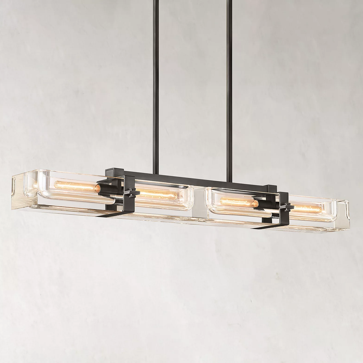 Savile Crystal Block Linear Chandelier 48"