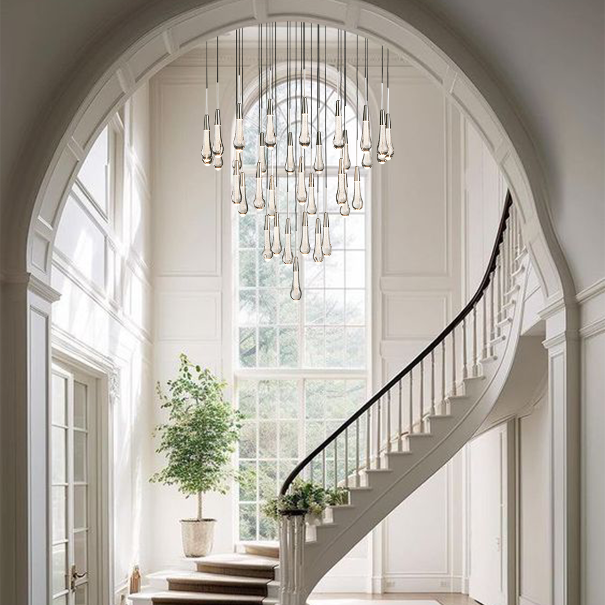 Soltaire Raindrop Glass Round Chandelier