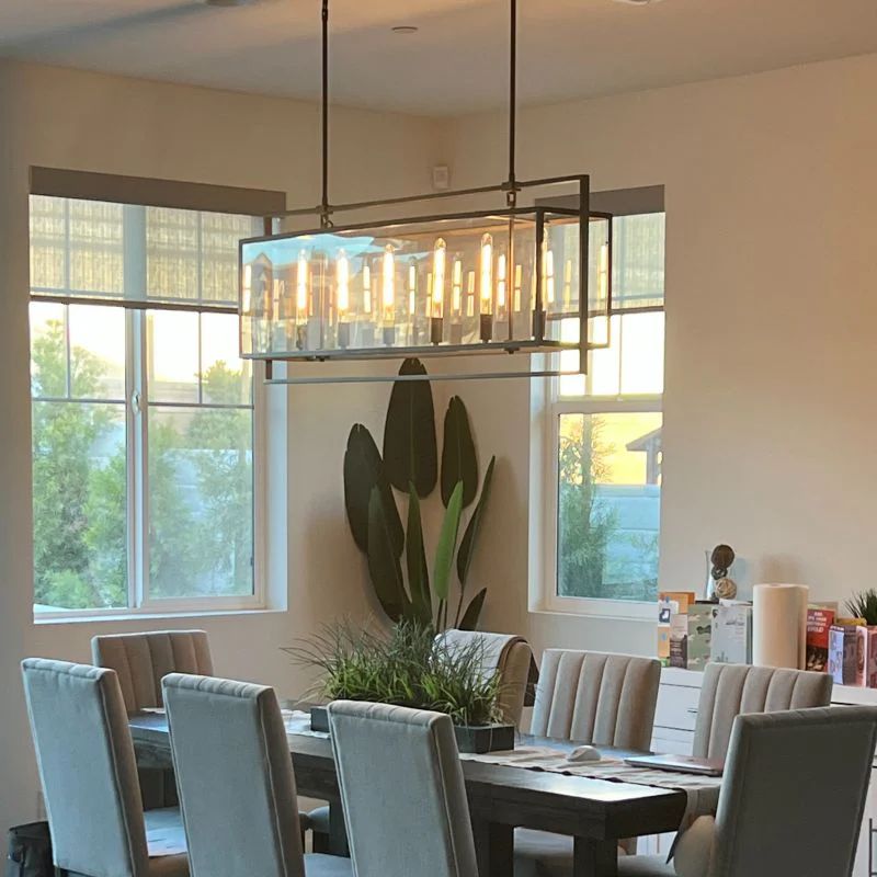 Beckman Framed Glass Rectangular Chandelier 54"