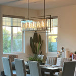 Beckman Framed Glass Rectangular Chandelier 72"