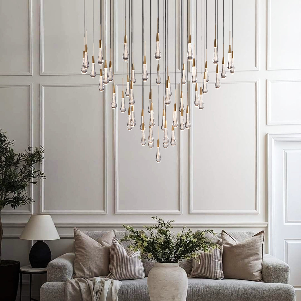 Soltaire Raindrop Glass Round Chandelier