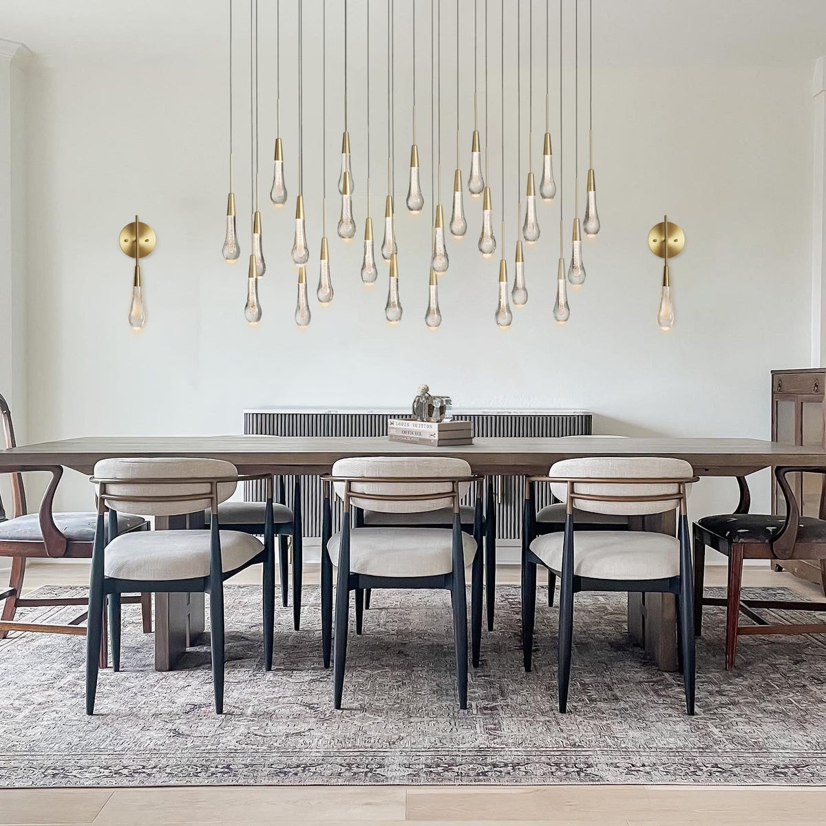 Soltaire Raindrop Glass Linear Chandelier