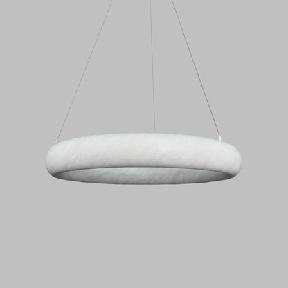 White Alabaster Adjustable Suspension Chandelier