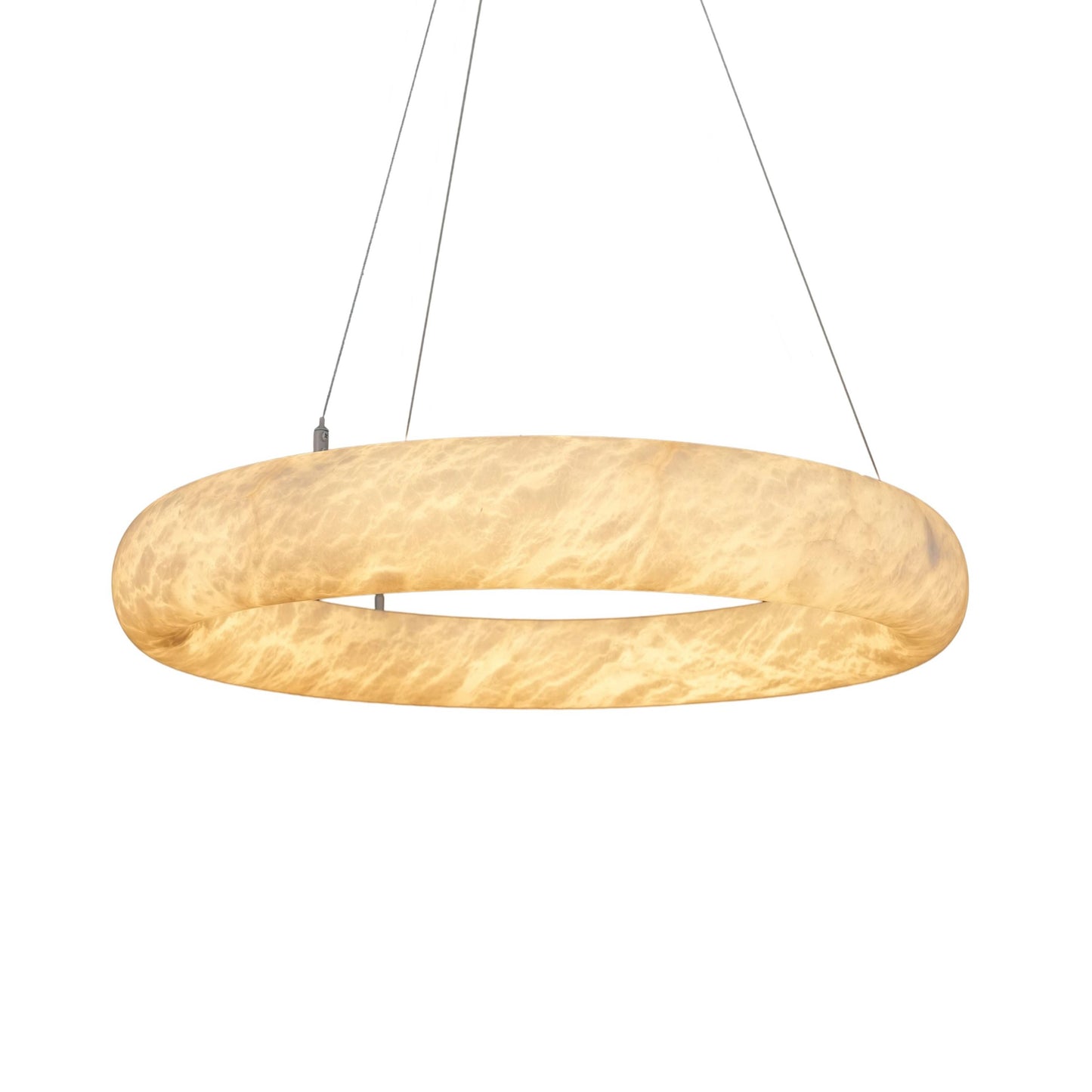 White Alabaster Adjustable Suspension Chandelier