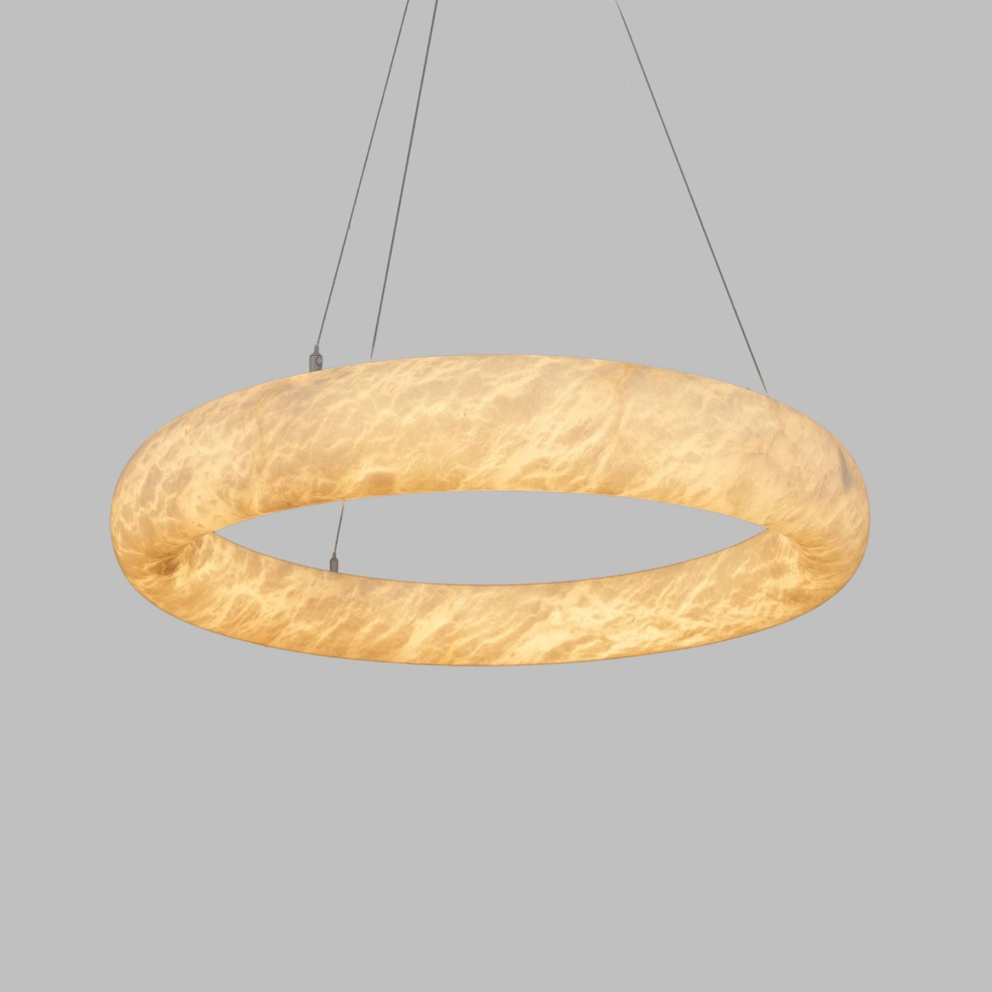 White Alabaster Adjustable Suspension Chandelier