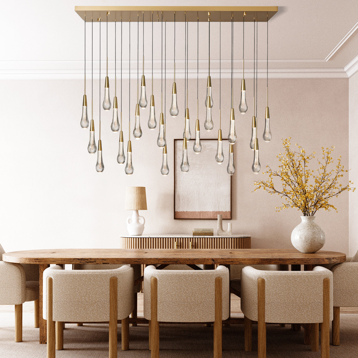 Soltaire Raindrop Glass Linear Chandelier