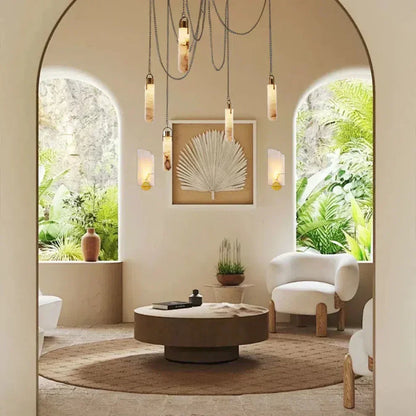 Alabaster Flint 5 Light Round Chandelier