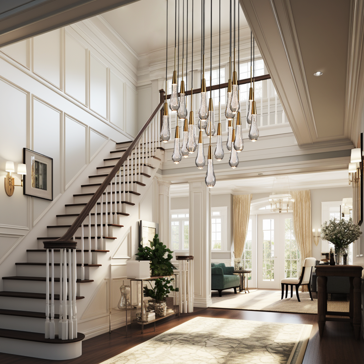 Soltaire Raindrop Glass Round Chandelier