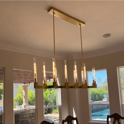 Cannele Ribbed Glass Linear Chandelier 55"