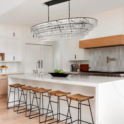 Ghiaccio Handcrafted Glass Oval Chandelier