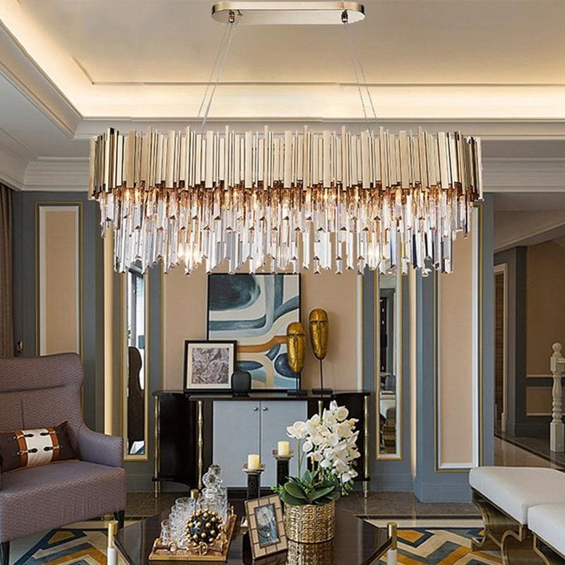 Natasha Structured Crystal Rectangular Chandelier