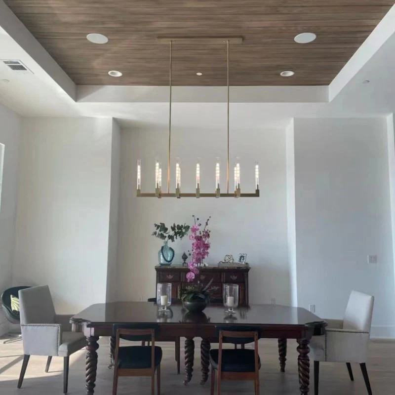 Cannele Ribbed Glass Linear Chandelier 67"