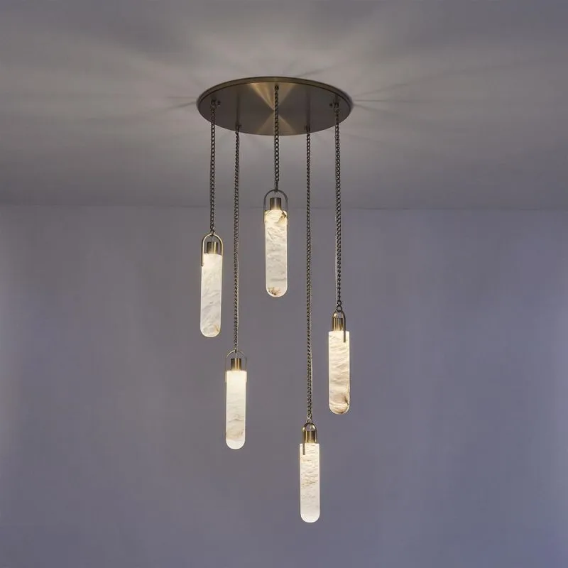 Alabaster Flint 5 Light Round Chandelier