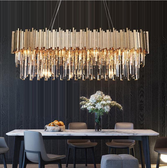 Natasha Structured Crystal Rectangular Chandelier