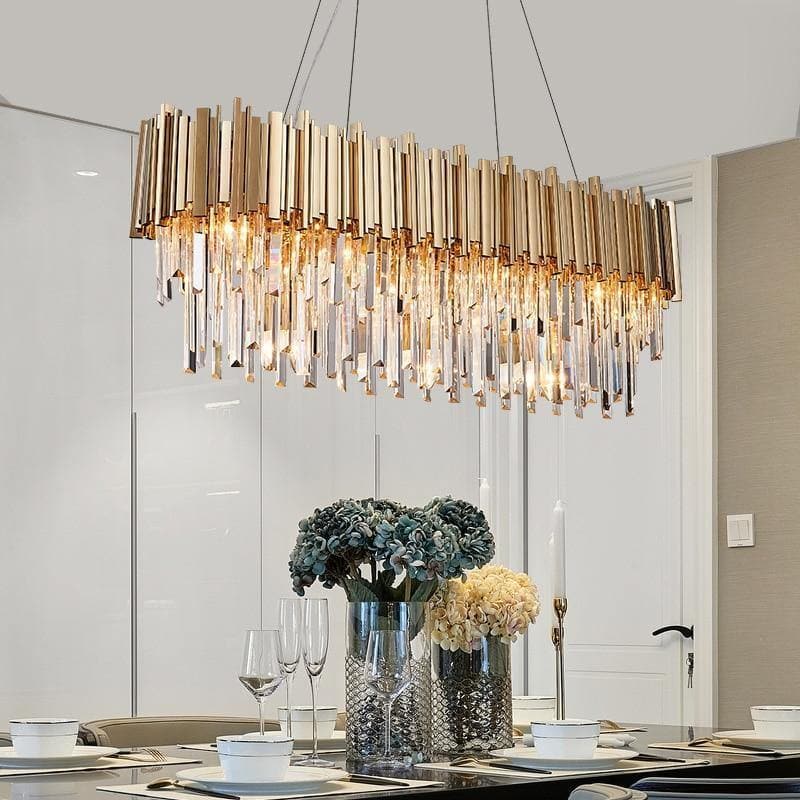 Natasha Structured Crystal Rectangular Chandelier