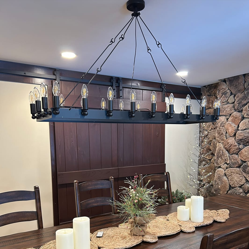 Camino Vintage Industrial Rectangle Chandelier 52"