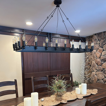 Camino Vintage Industrial Rectangle Chandelier 52"