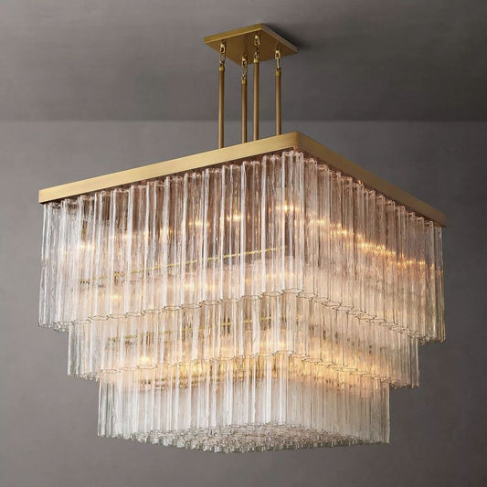Cielo Lustred Glass Square Chandelier 45"