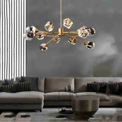 Angle Faceted Crystal Oval Chandelier