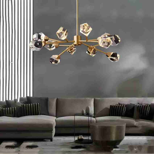 Angle Faceted Crystal Oval Chandelier