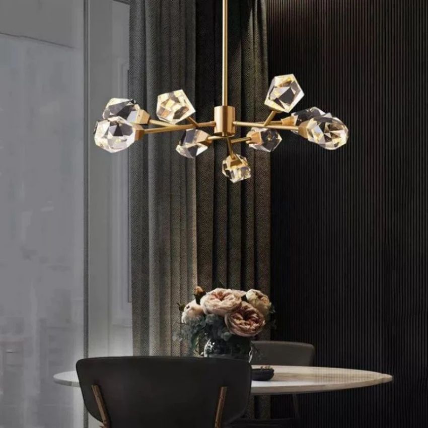 Angle Faceted Crystal Oval Chandelier
