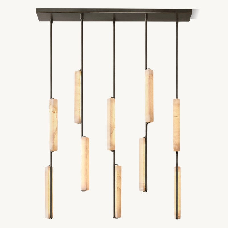 Audubon Sculpt Alabaster Linear Chandelier 54"