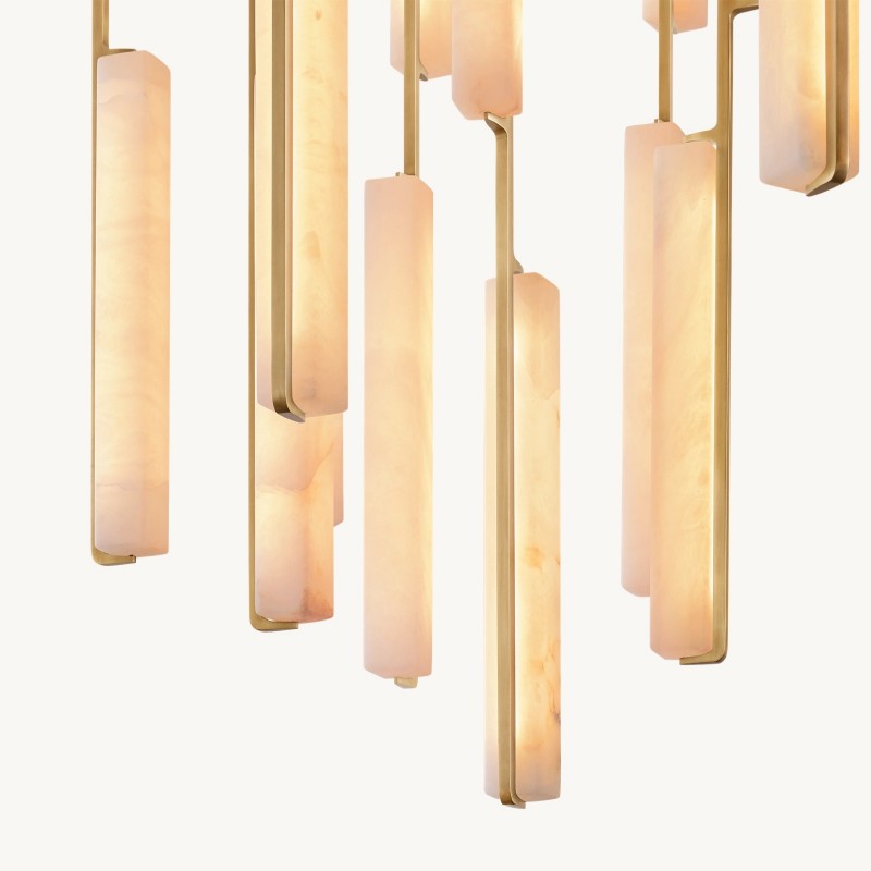 Audubon Sculpt Alabaster Round Chandelier 56"