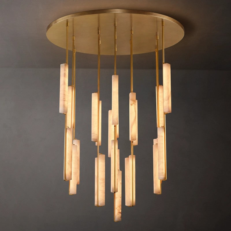 Audubon Sculpt Alabaster Round Chandelier 56"