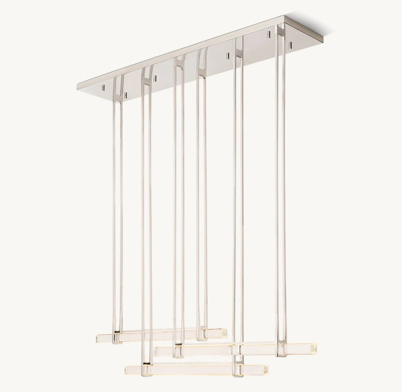Audubon Sculpt Crystal Triple Bar Linear Chandelier