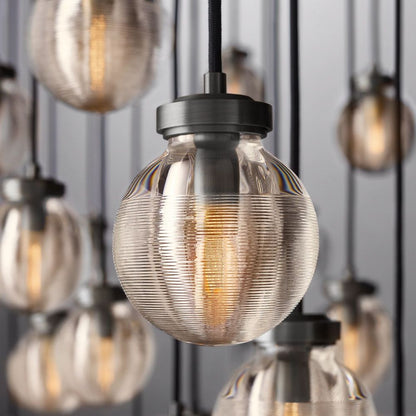 Pearl Carved Inciso Rectangle Chandelier 72"