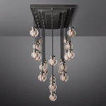 Pearl Carved Inciso Rectangle Chandelier 72"