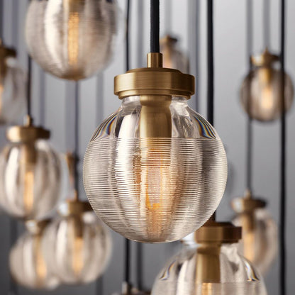 Pearl Carved Inciso Rectangle Chandelier 72"