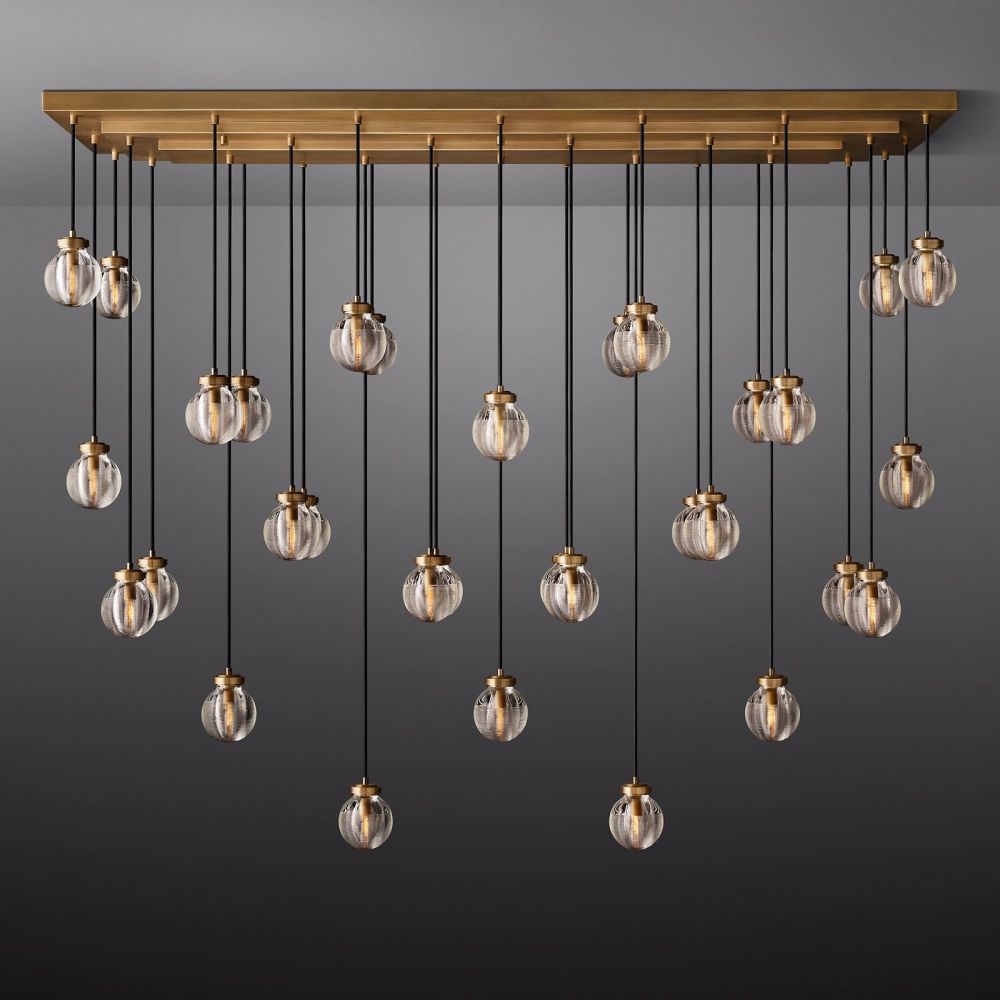 Pearl Carved Inciso Rectangle Chandelier 72"