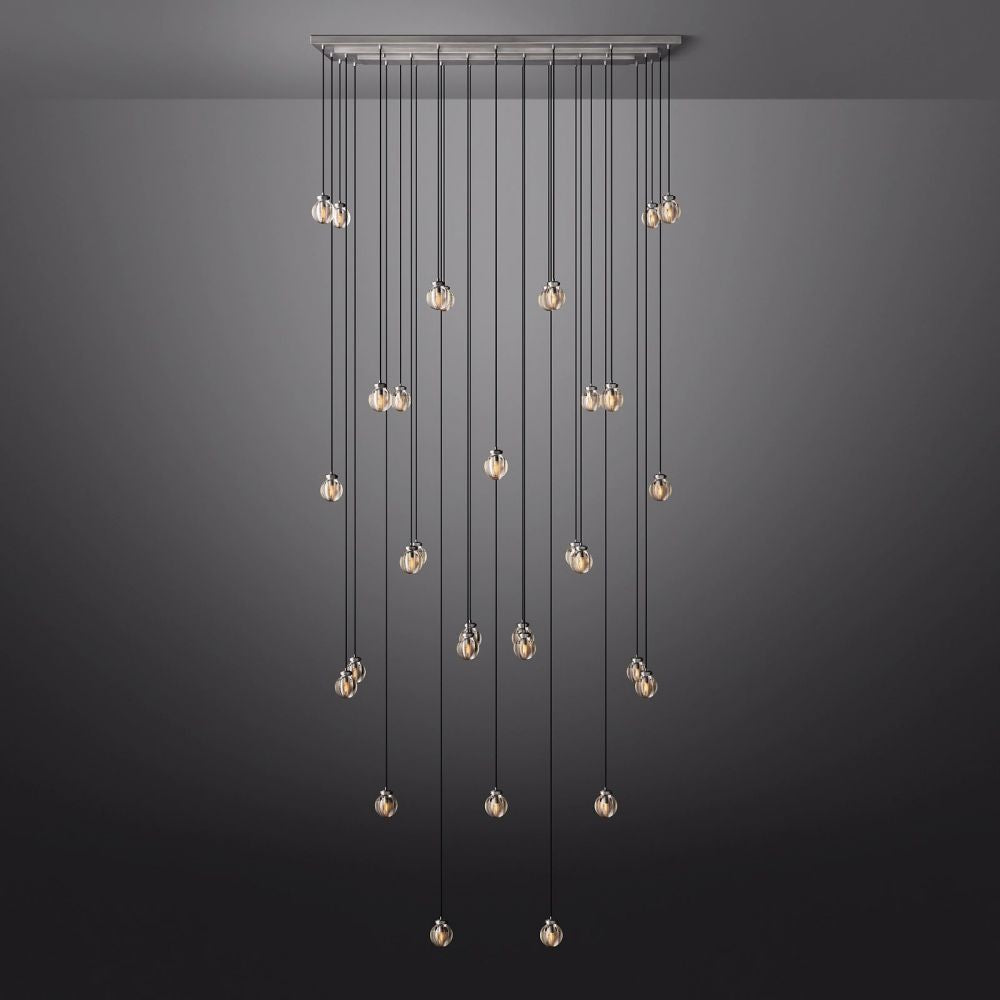 Pearl Carved Inciso Rectangle Chandelier 72"