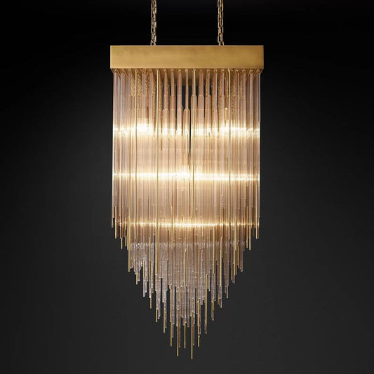 Cascada Stacked Prism Square Chandelier 30"