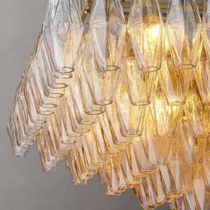 Chiara Murano Glass Tiered Rectangular Chandelier 74"
