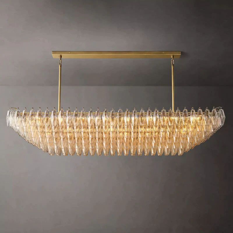 Chiara Murano Glass Tiered Rectangular Chandelier 74"