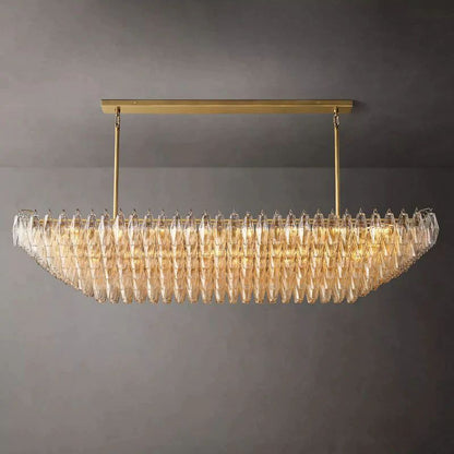Chiara Murano Glass Tiered Rectangular Chandelier 74"