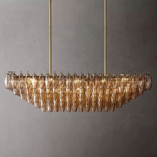 Chiara Murano Glass Tiered Rectangular Chandelier 54"