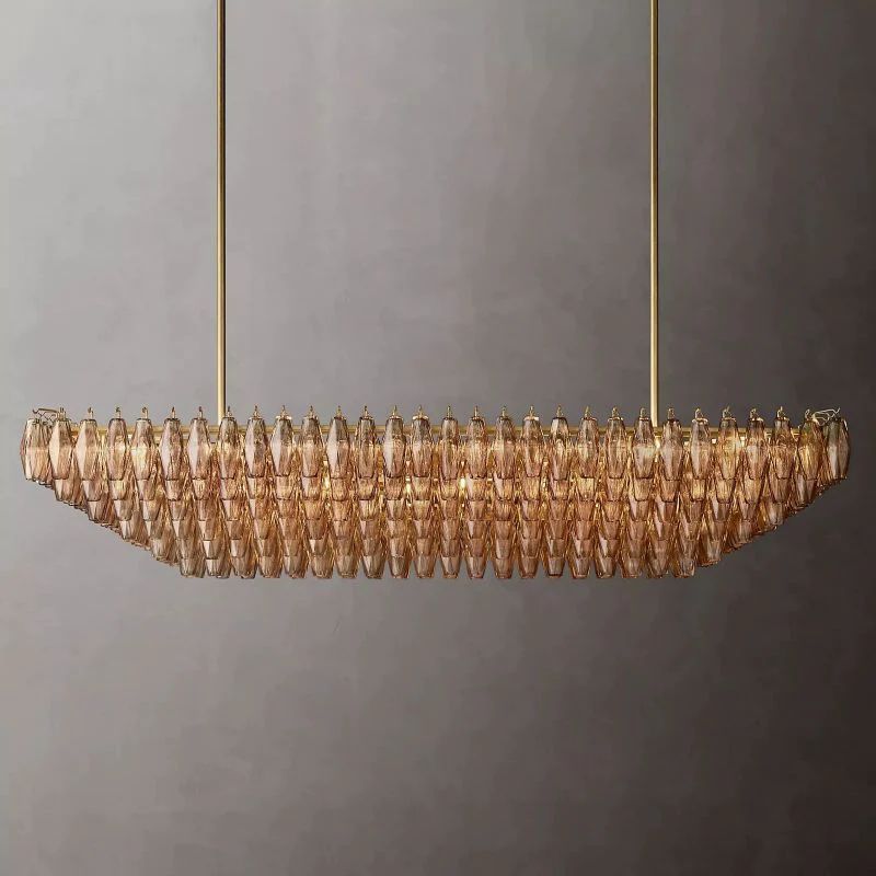 Chiara Murano Glass Tiered Rectangular Chandelier 74"