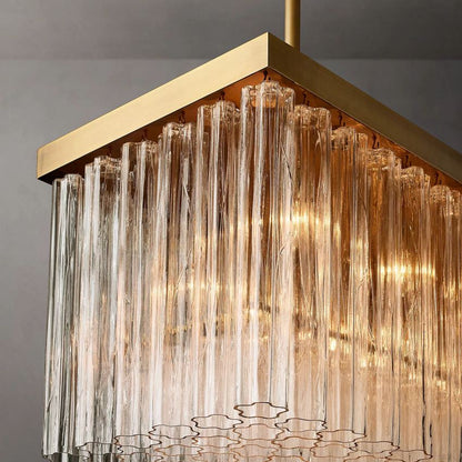Cielo Lustred Glass Rectangle Chandelier 73"