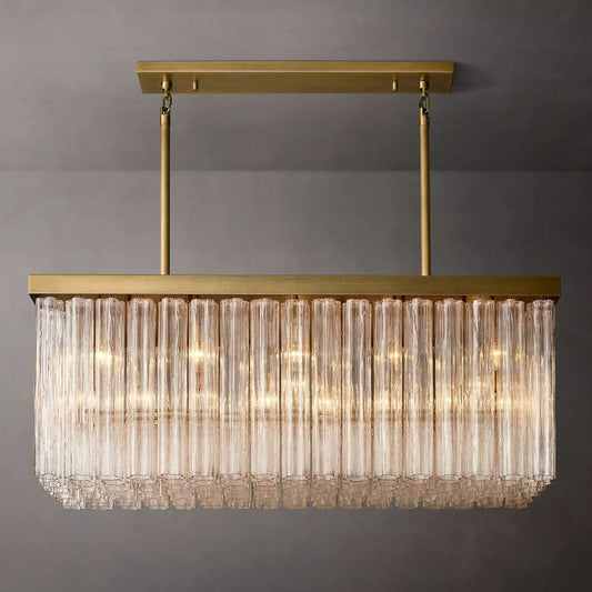 Cielo Lustred Glass Rectangle Chandelier 54"